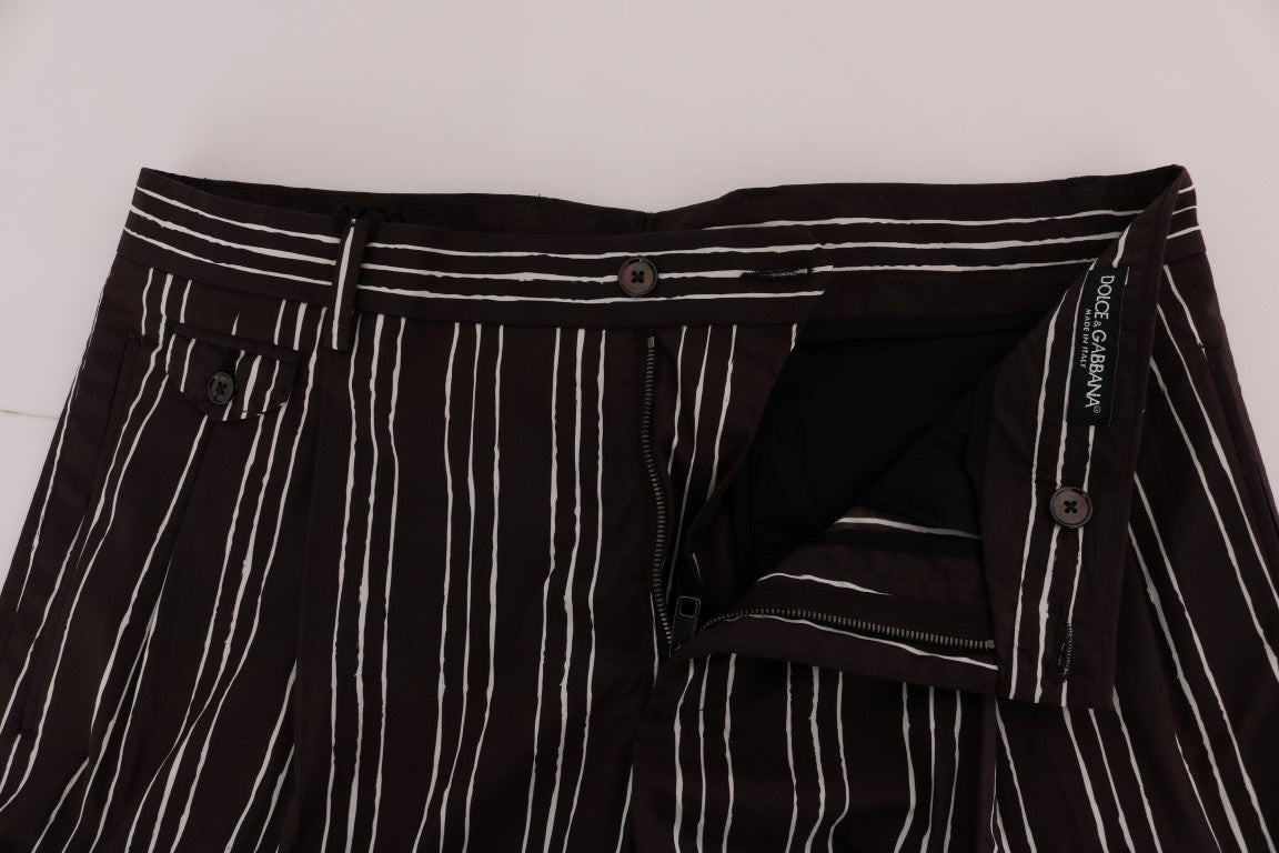 Dolce &amp; Gabbana Bordeaux and White Striped Hemp Casual Shorts