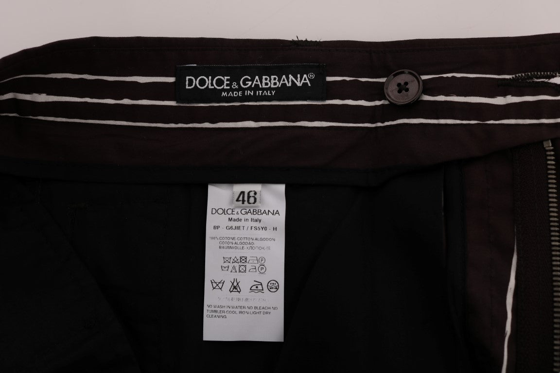 Dolce &amp; Gabbana Bordeaux and White Striped Hemp Casual Shorts