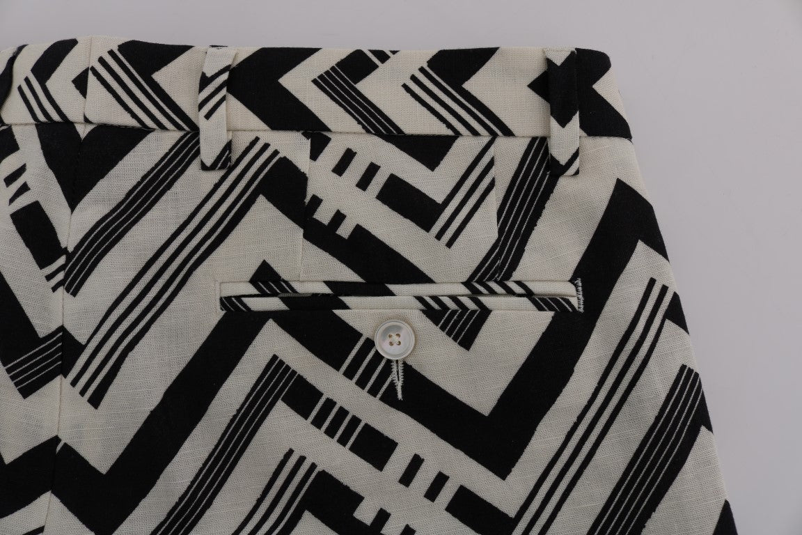 Dolce &amp; Gabbana white and black striped cotton-linen shorts