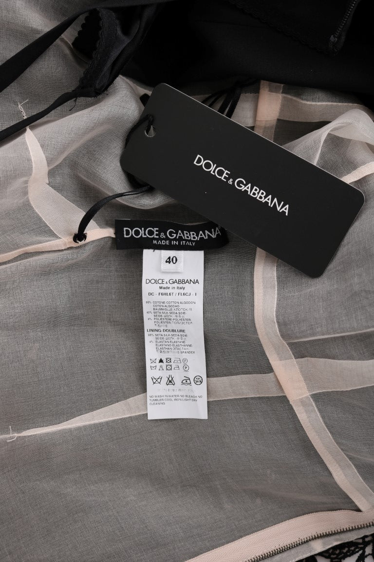 Dolce &amp; Gabbana Siyah çiçekli pamuklu ipek uzun elbise