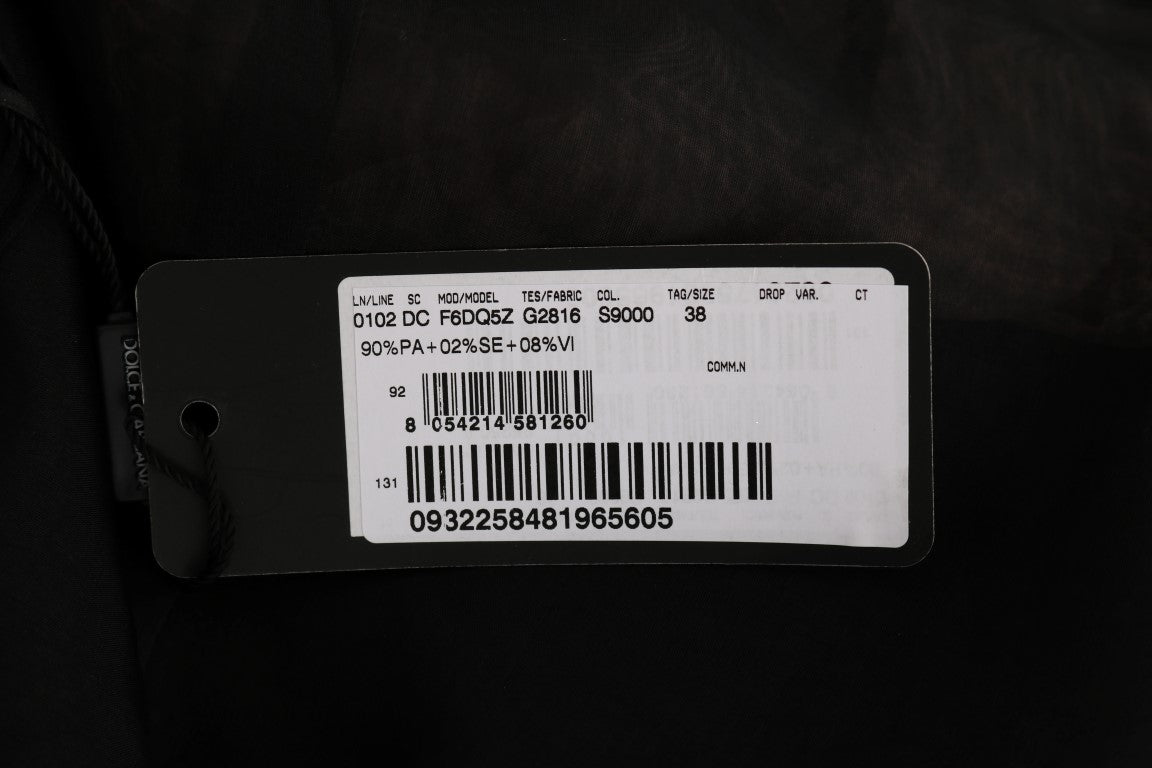 Dolce & Gabbana Schwarz-pinkes Seidenapplikations-Shiftkleid