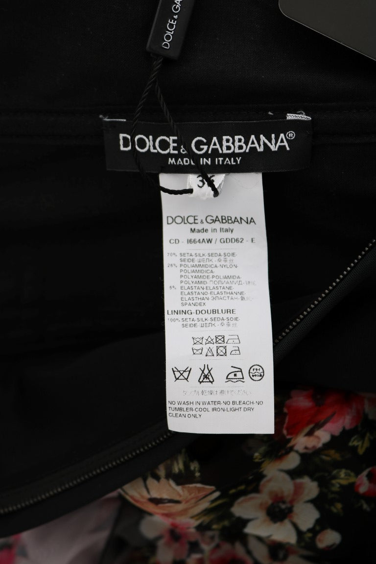 Dolce &amp; Gabbana Çok Renkli İpek Streç Çiçekli Uzun Elbise
