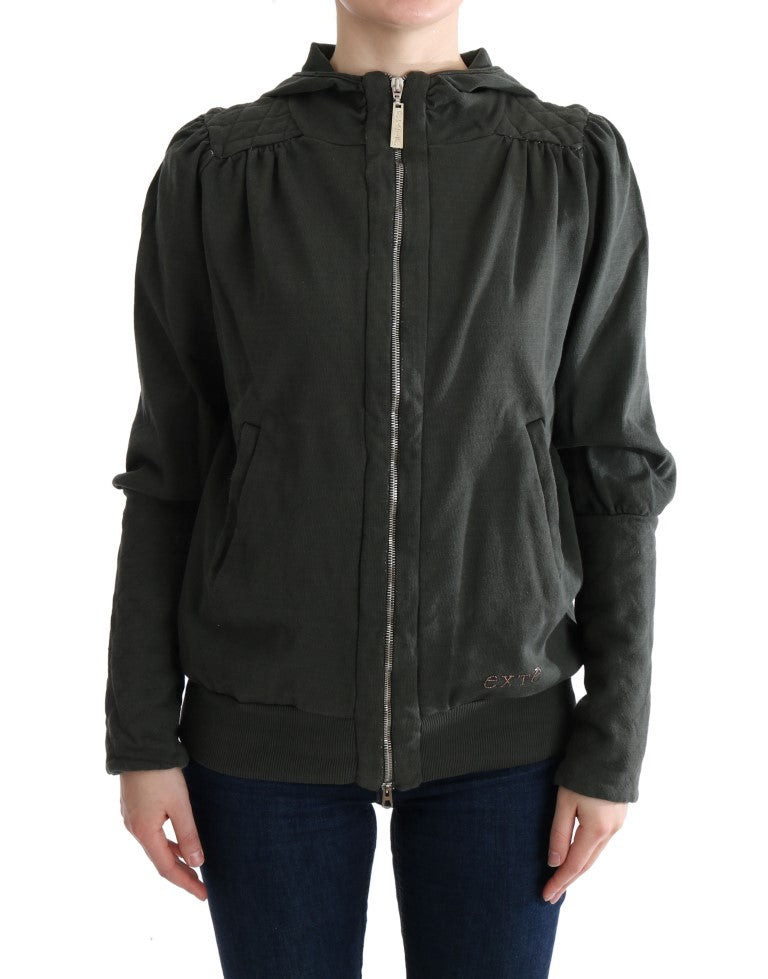 Exte Grauer Kapuzenpullover aus Baumwolle mit Reißverschluss