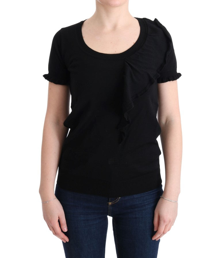 MARGHI LO' Black top made of 100% Lana wool blouse T-shirt