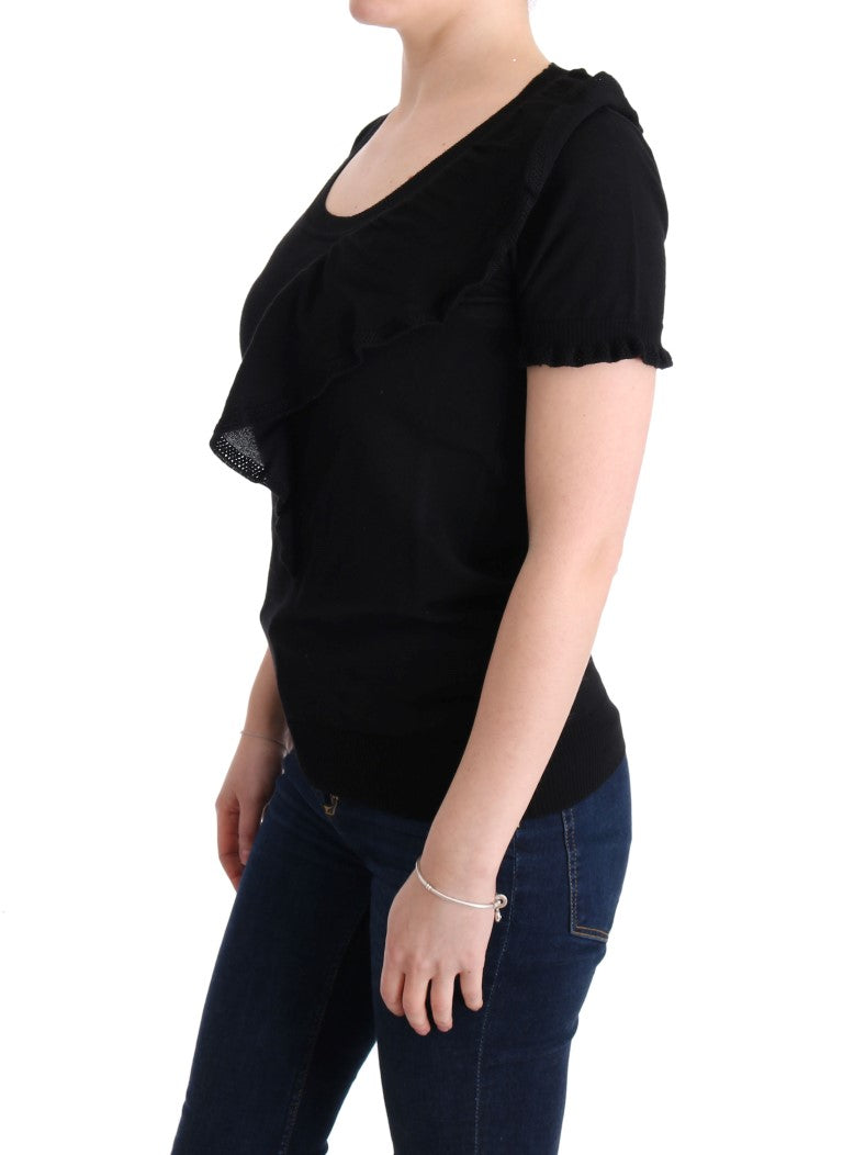 MARGHI LO' Black top made of 100% Lana wool blouse T-shirt