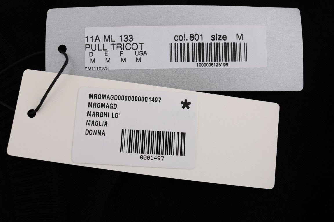 MARGHI LO' Black top made of 100% Lana wool blouse T-shirt