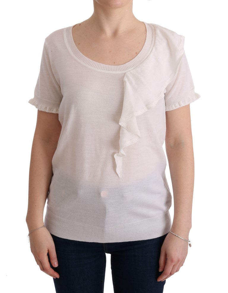 MARGHI LO' White top made of 100% Lana wool blouse T-shirt