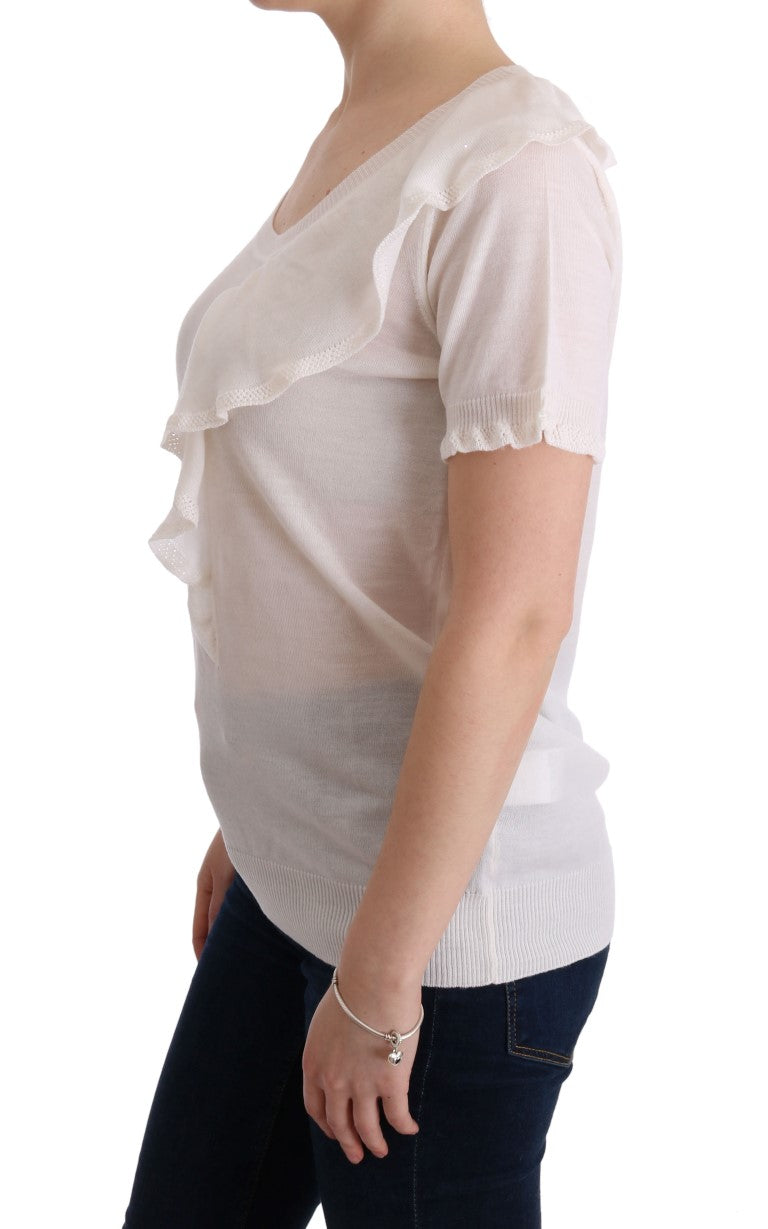 MARGHI LO' White top made of 100% Lana wool blouse T-shirt
