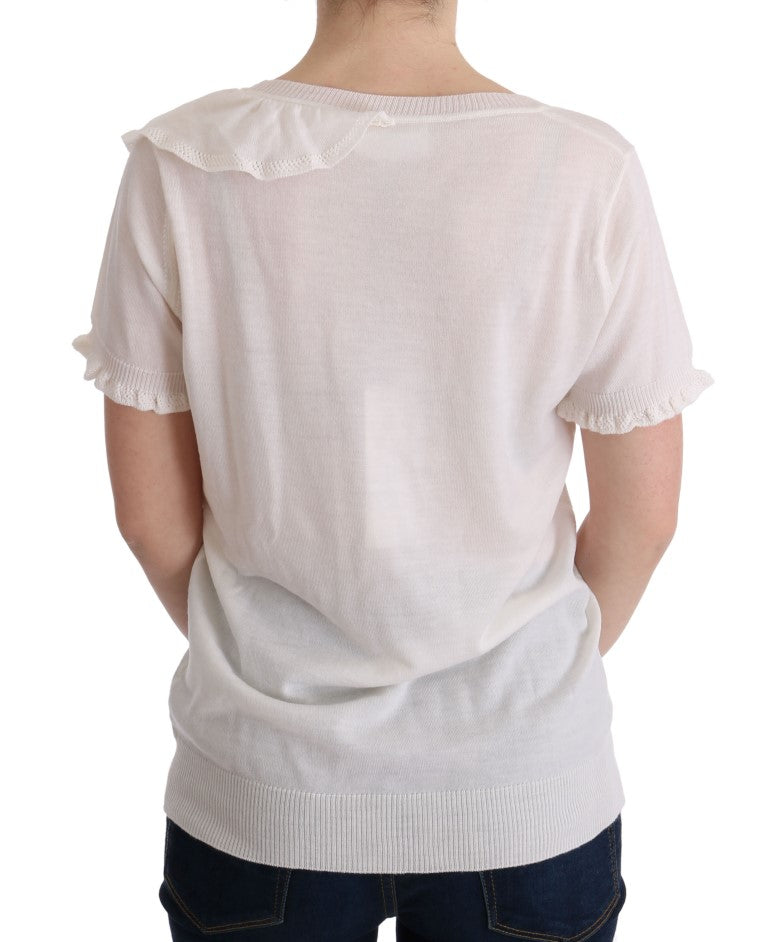 MARGHI LO' White top made of 100% Lana wool blouse T-shirt