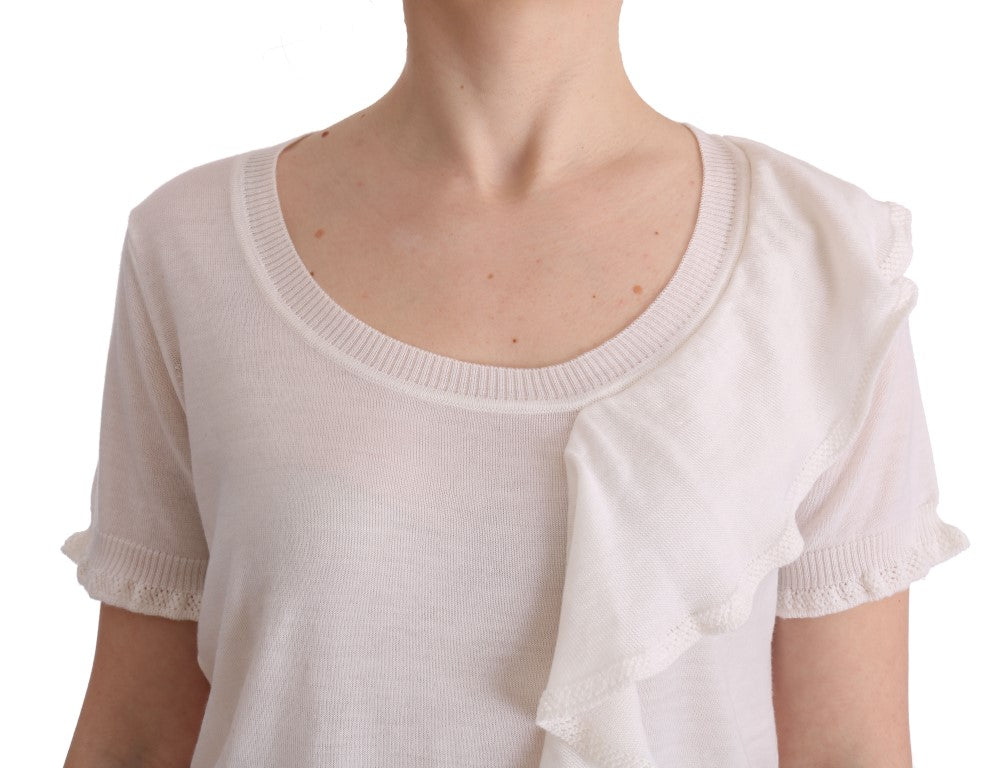 MARGHI LO' White top made of 100% Lana wool blouse T-shirt