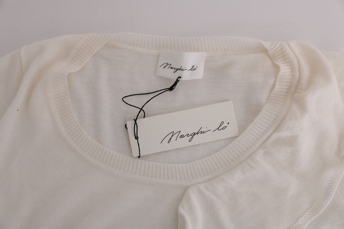MARGHI LO' White top made of 100% Lana wool blouse T-shirt