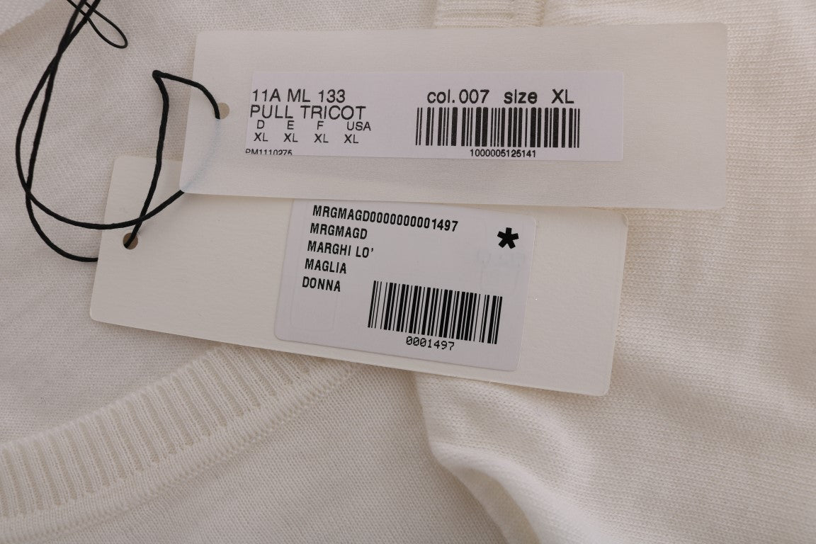 MARGHI LO' White top made of 100% Lana wool blouse T-shirt