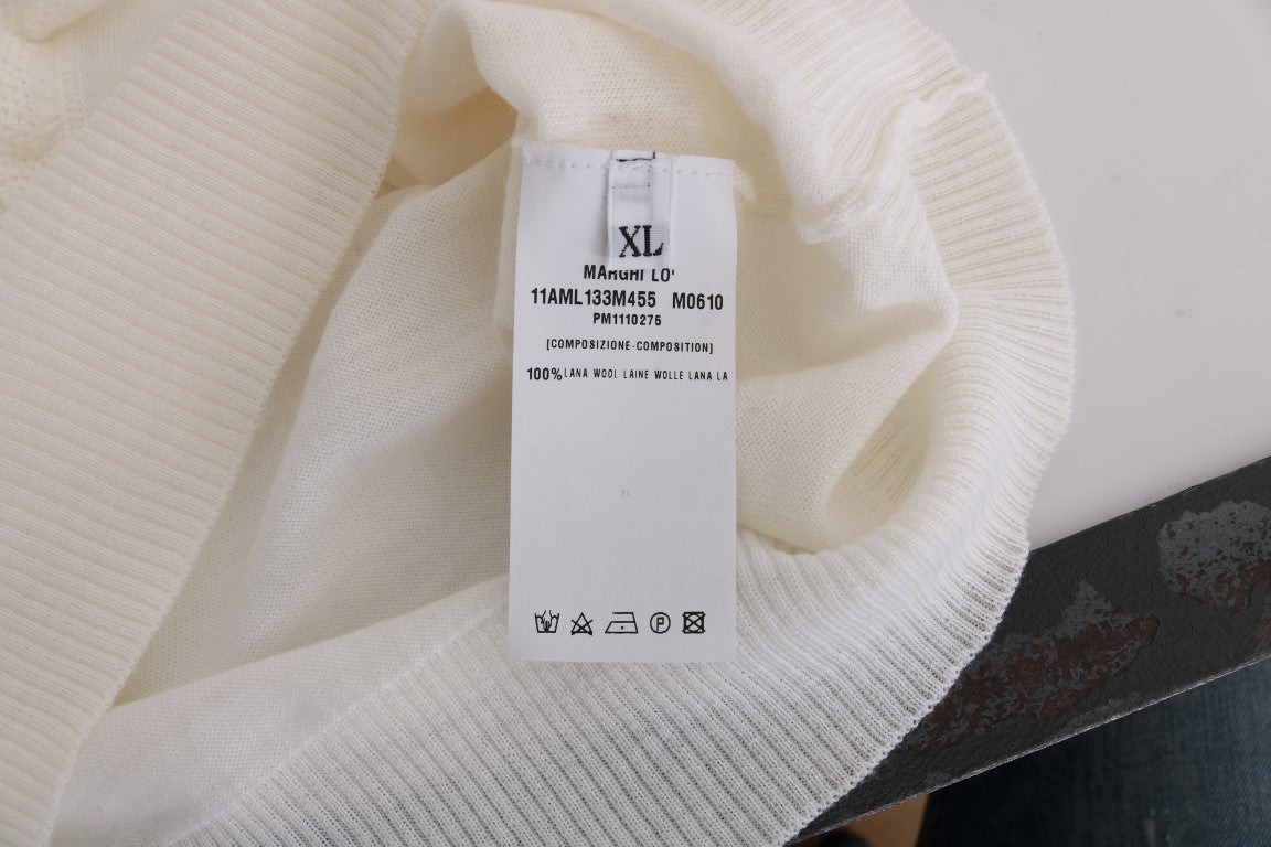 MARGHI LO' White top made of 100% Lana wool blouse T-shirt