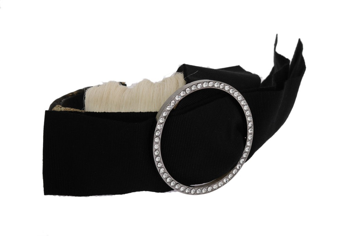 Dolce &amp; Gabbana Black Crystal White Tiara Headband