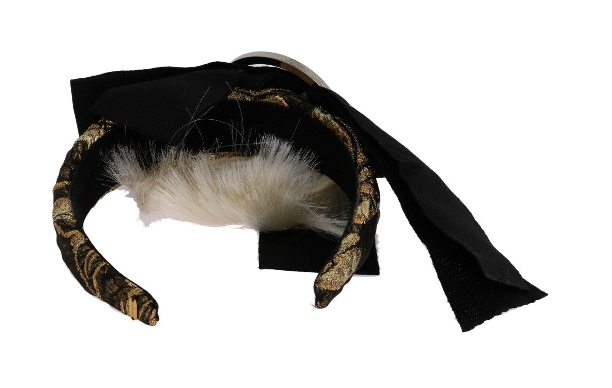 Dolce &amp; Gabbana Black Crystal White Tiara Headband