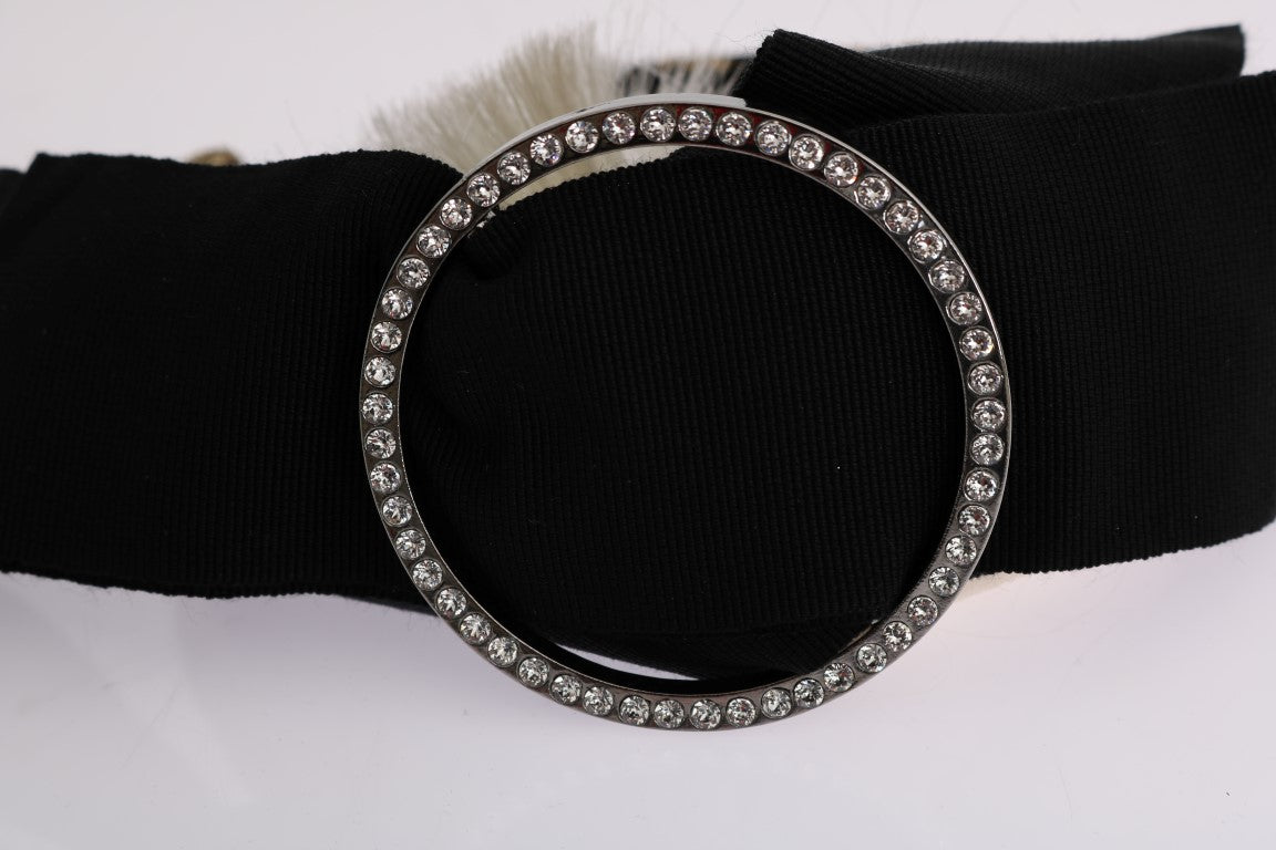 Dolce &amp; Gabbana Black Crystal White Tiara Headband