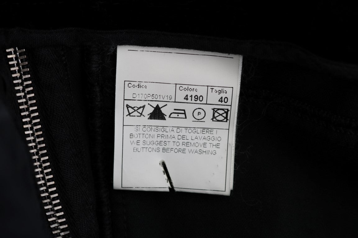 Ermanno Scervino Schwarze Cropped-Hose aus Viskosemischung und Samt