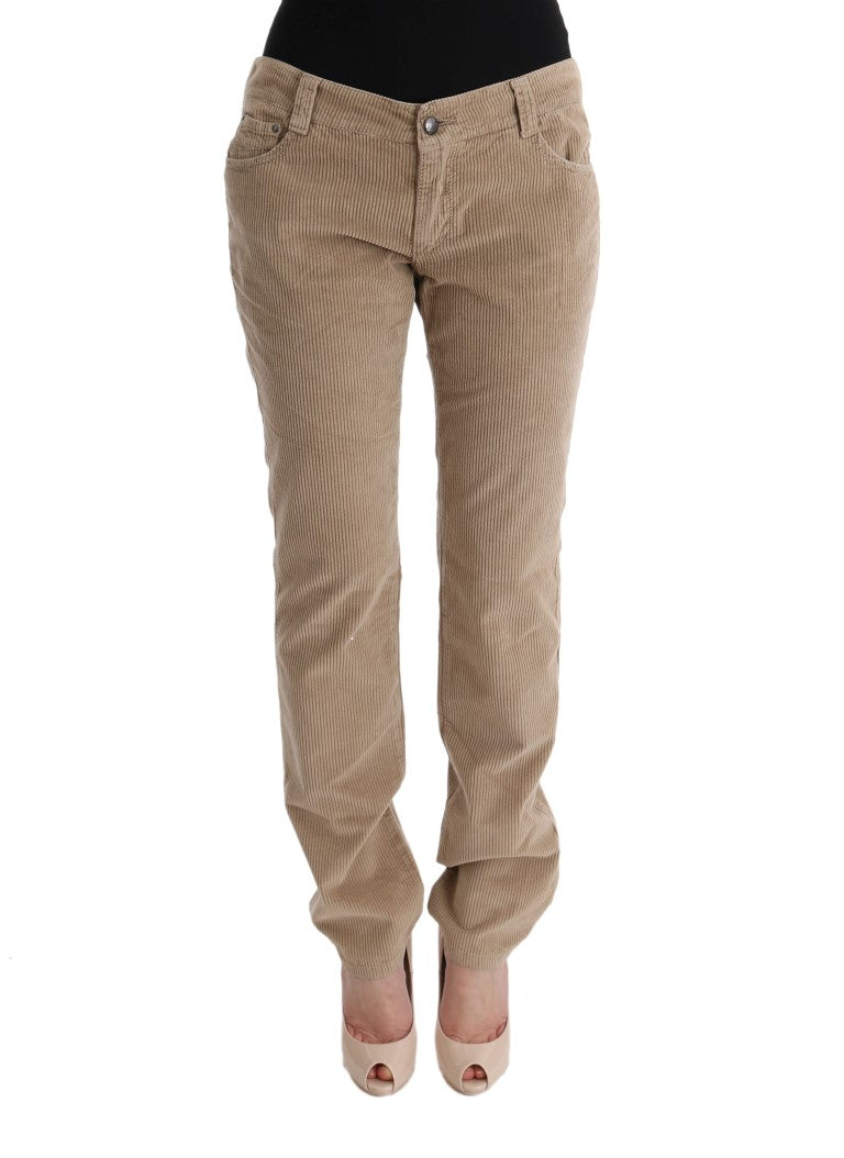 Ermanno Scervino Beige Baumwolle Samt Regular Fit Hose