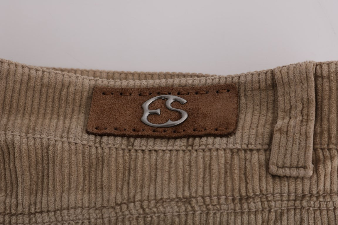 Ermanno Scervino Beige Baumwolle Samt Regular Fit Hose