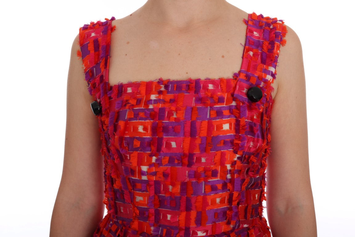 Dolce &amp; Gabbana pembe desenli diz üstü A kesim elbise