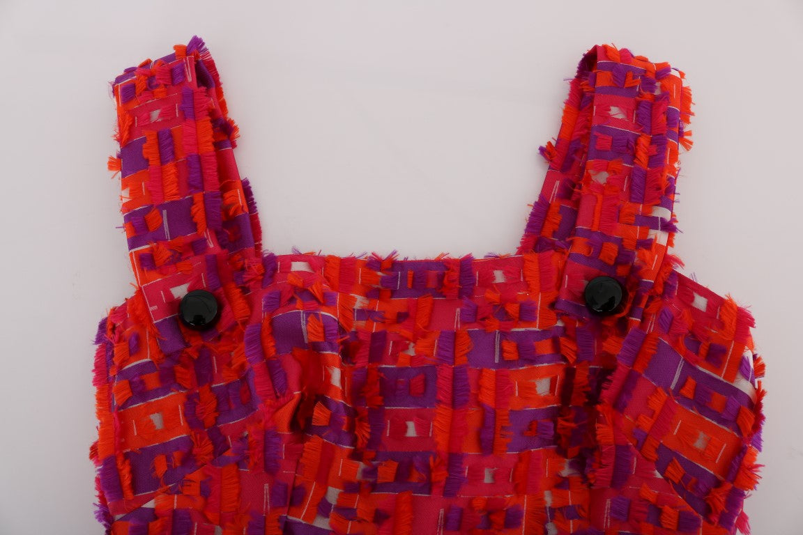 Dolce &amp; Gabbana pembe desenli diz üstü A kesim elbise