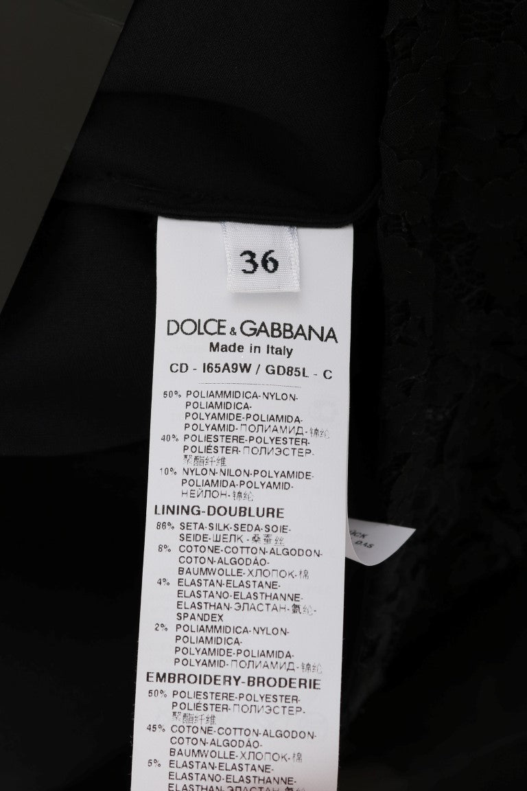 Dolce &amp; Gabbana Siyah Dantelli Kırmızı Kalp Yaka Elbise
