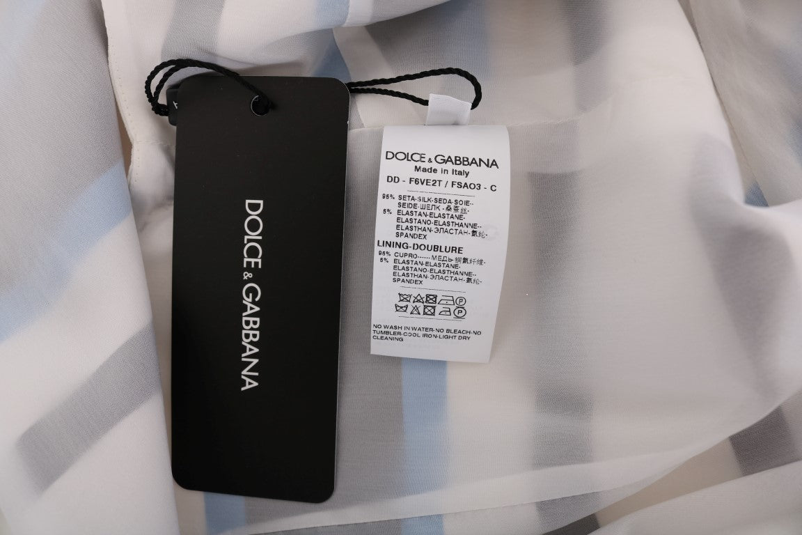 Dolce &amp; Gabbana mavi ve beyaz çizgili ipek streç elbise