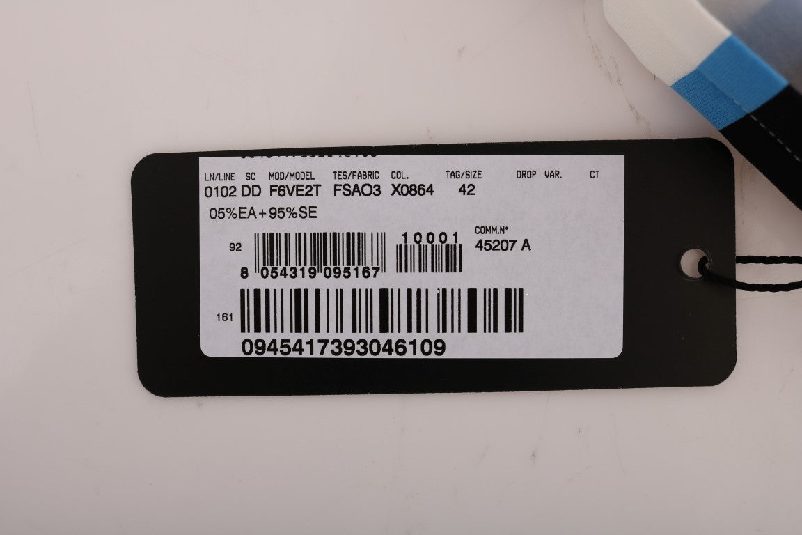 Dolce &amp; Gabbana mavi ve beyaz çizgili ipek streç elbise