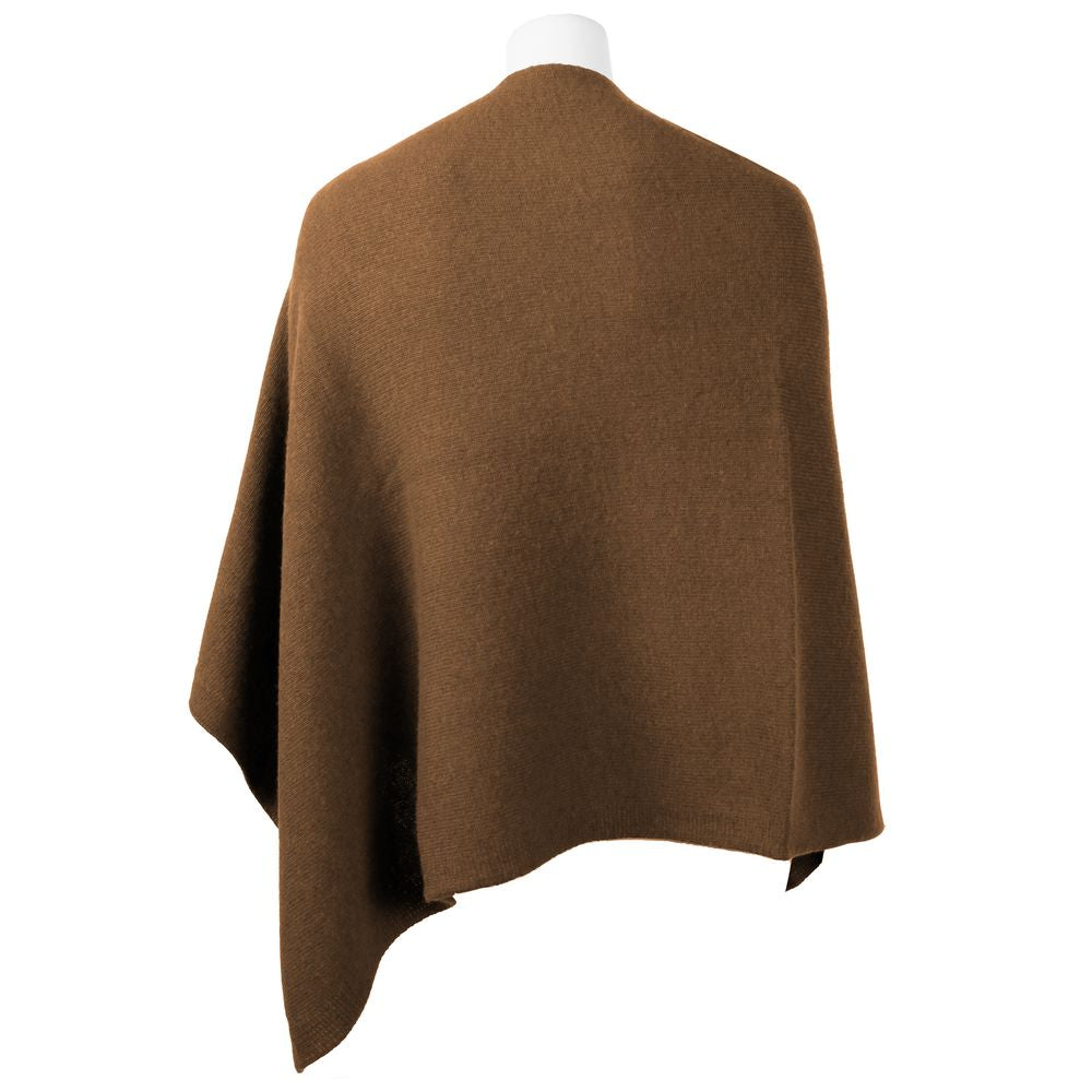 Emilio Romanelli Elegant cashmere poncho with V-neck in brown