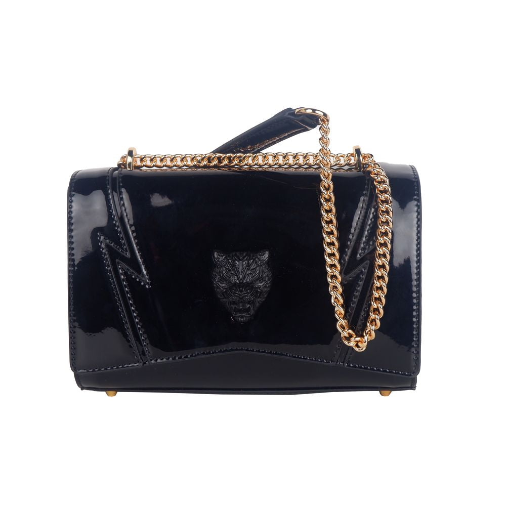Plein Sport Elegant chain shoulder bag with patent effect