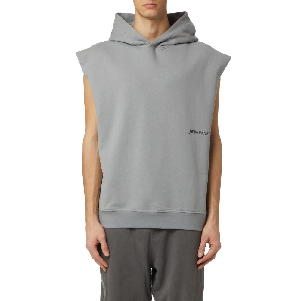 Erkekler için kapüşonlu ve bağcıklı, gri pamuklu Hinnominate sweatshirt.