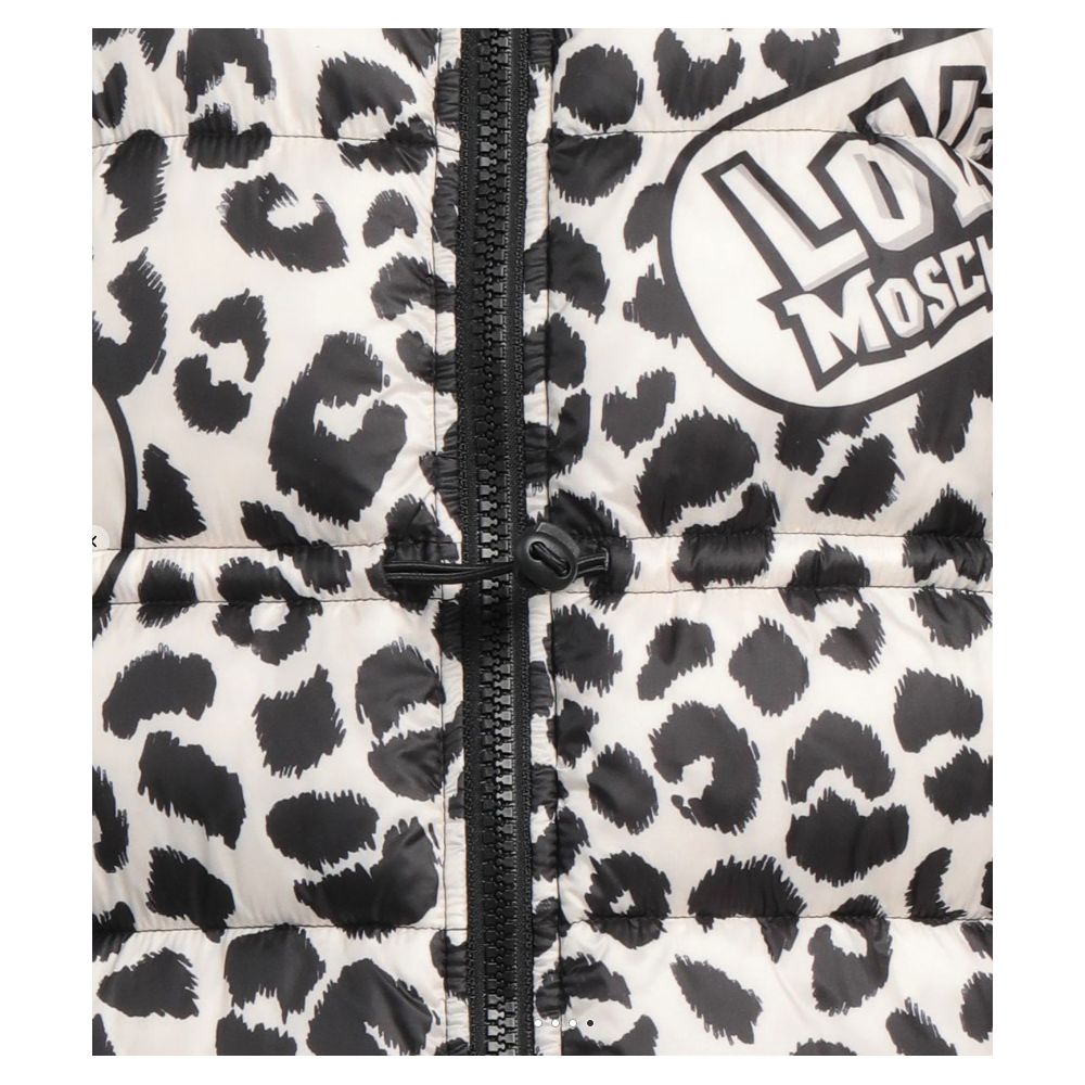 Love Moschino Çok güzel uzun leopar desenli kaz tüyü ceket