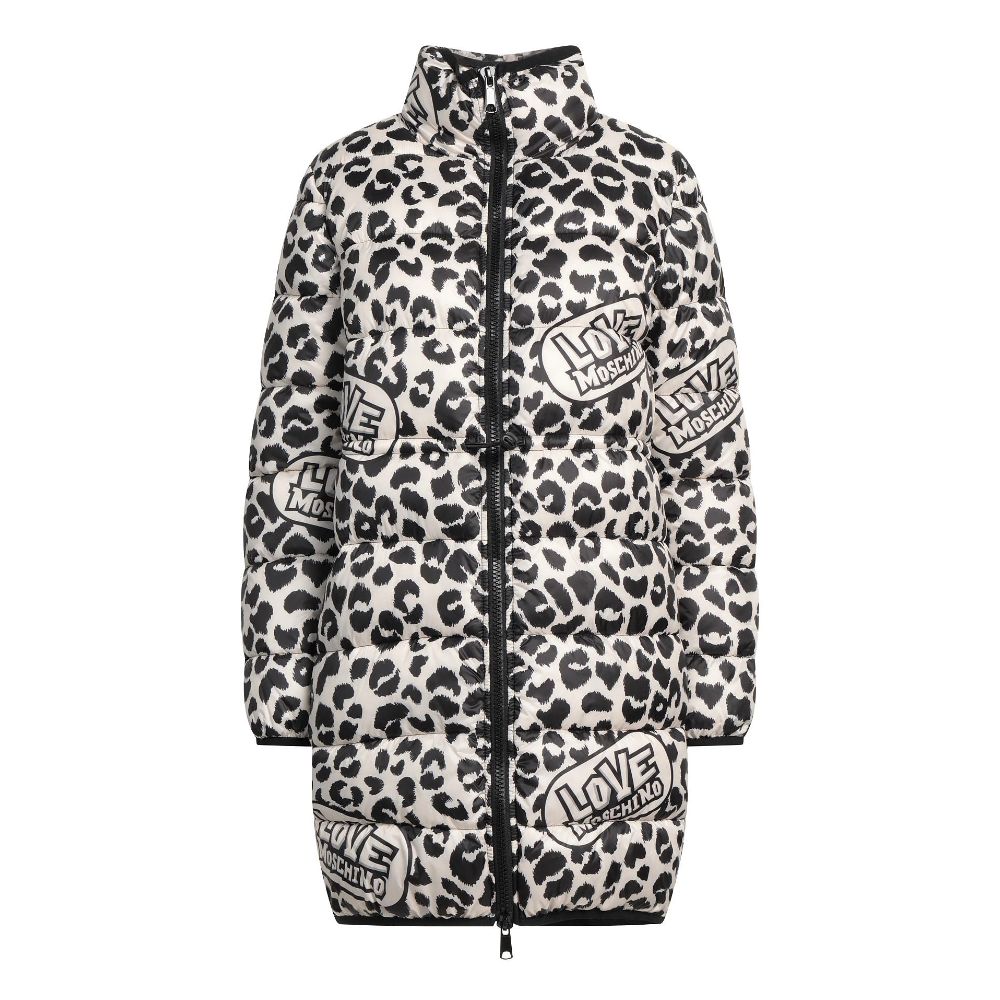 Love Moschino Çok güzel uzun leopar desenli kaz tüyü ceket