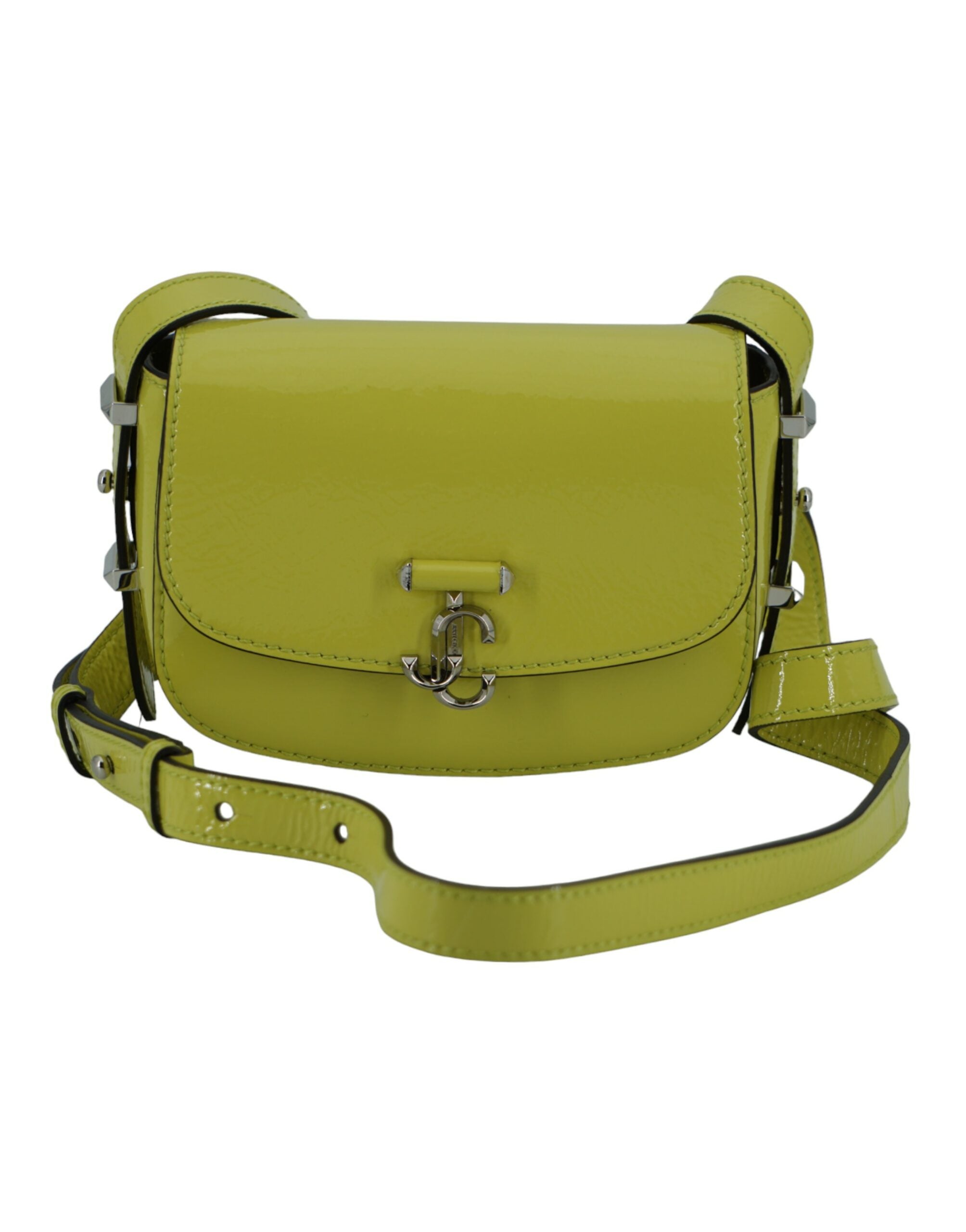 Jimmy Choo small leather shoulder bag in lime yellow