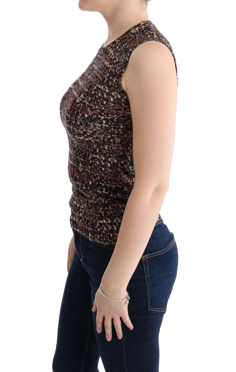 Dolce &amp; Gabbana Multicolored Printed Knit Top Wool T-Shirt