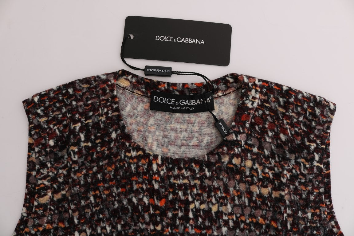 Dolce &amp; Gabbana Multicolored Printed Knit Top Wool T-Shirt