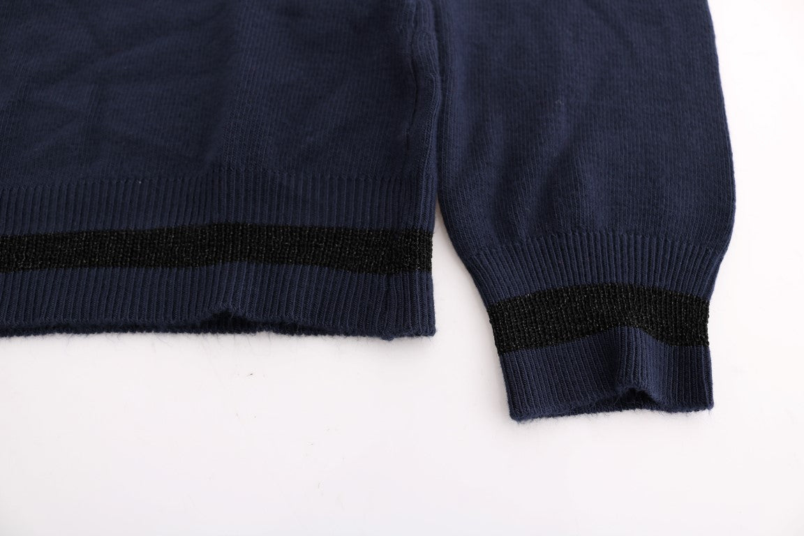 Costume National Blauer Pullover mit V-Ausschnitt aus Viskose