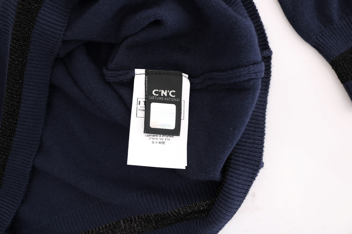 Costume National Blauer Pullover mit V-Ausschnitt aus Viskose