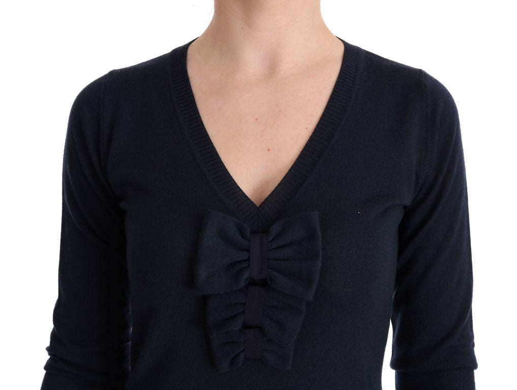 MARGHI LO' Mavi uzun kollu yün elbise