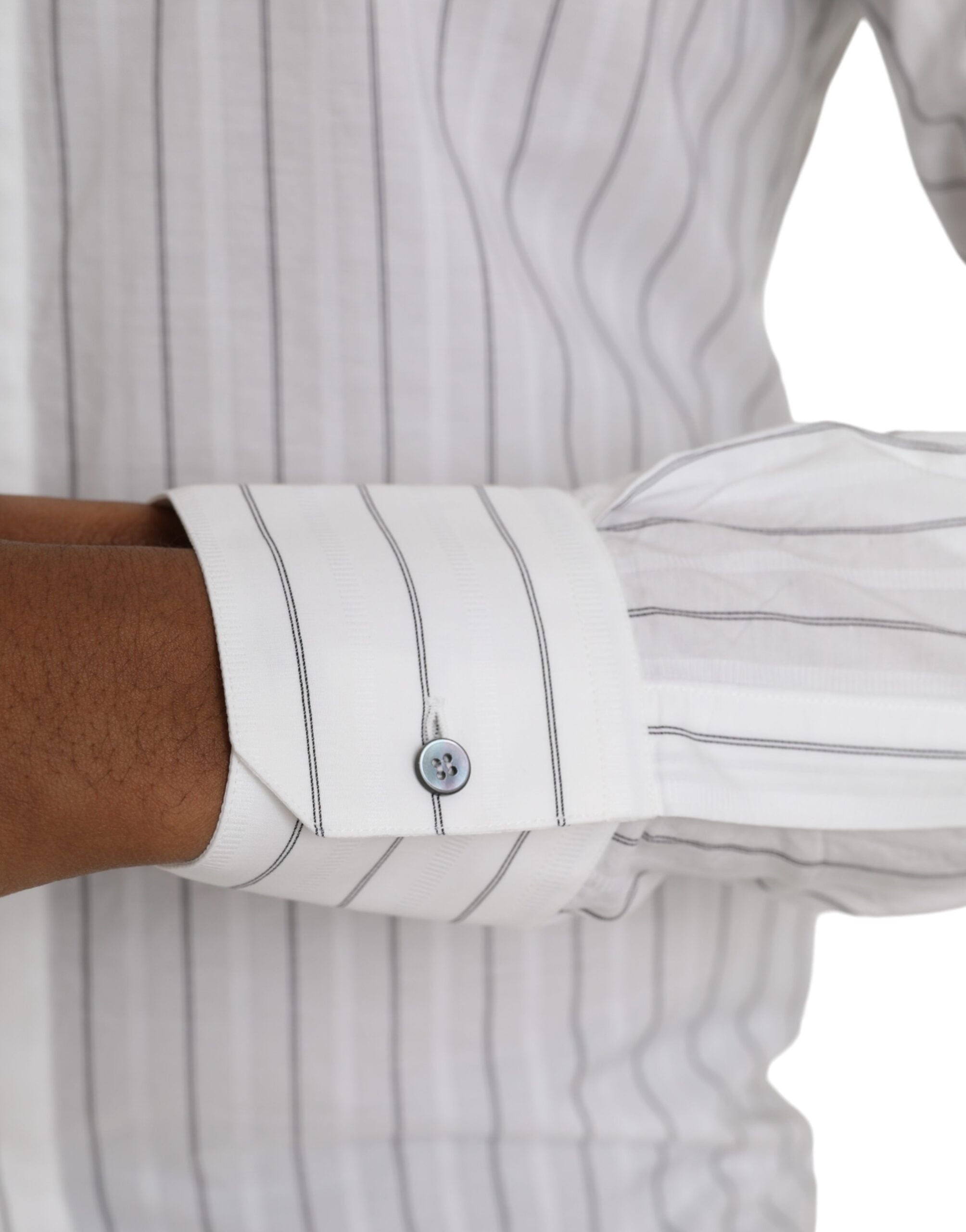 Dolce &amp; Gabbana Black and white striped formal dress GOLD shirt