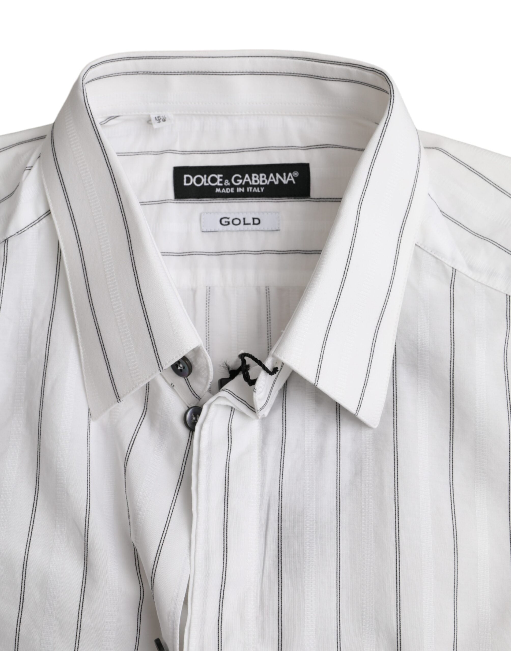 Dolce &amp; Gabbana Black and white striped formal dress GOLD shirt