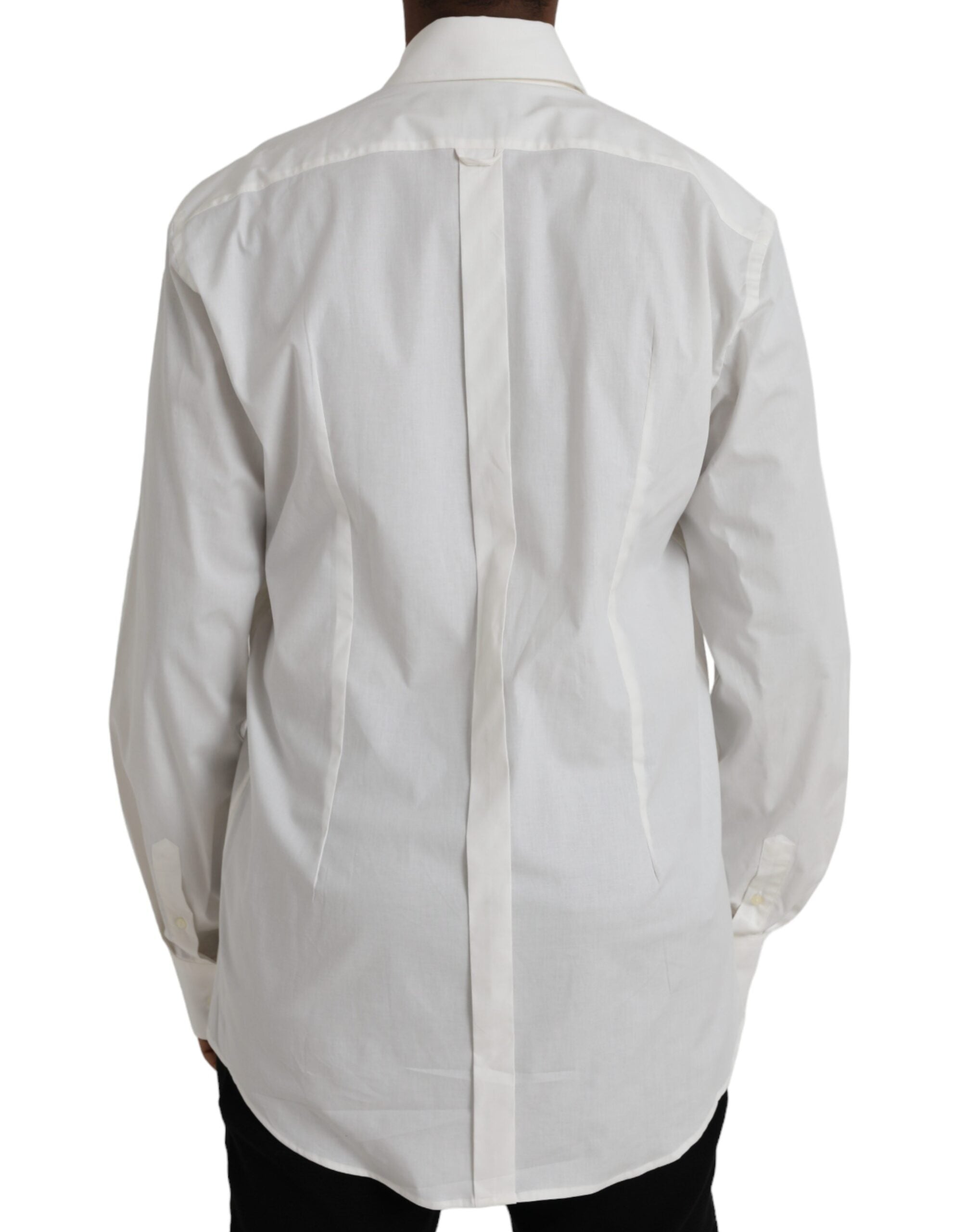 Dolce &amp; Gabbana Beyaz Pamuklu Elbise Slim Fit GOLD Gömlek