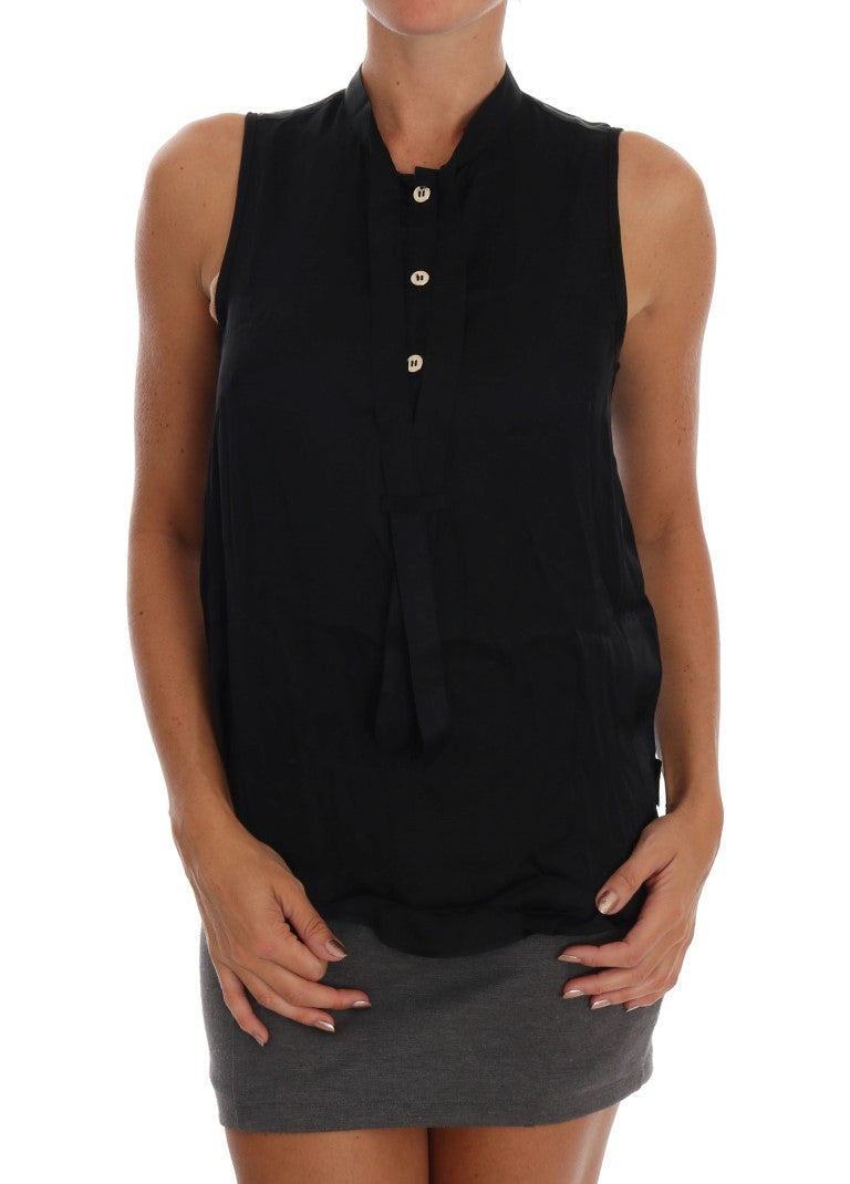 Versace Jeans Black sleeveless viscose blouse top