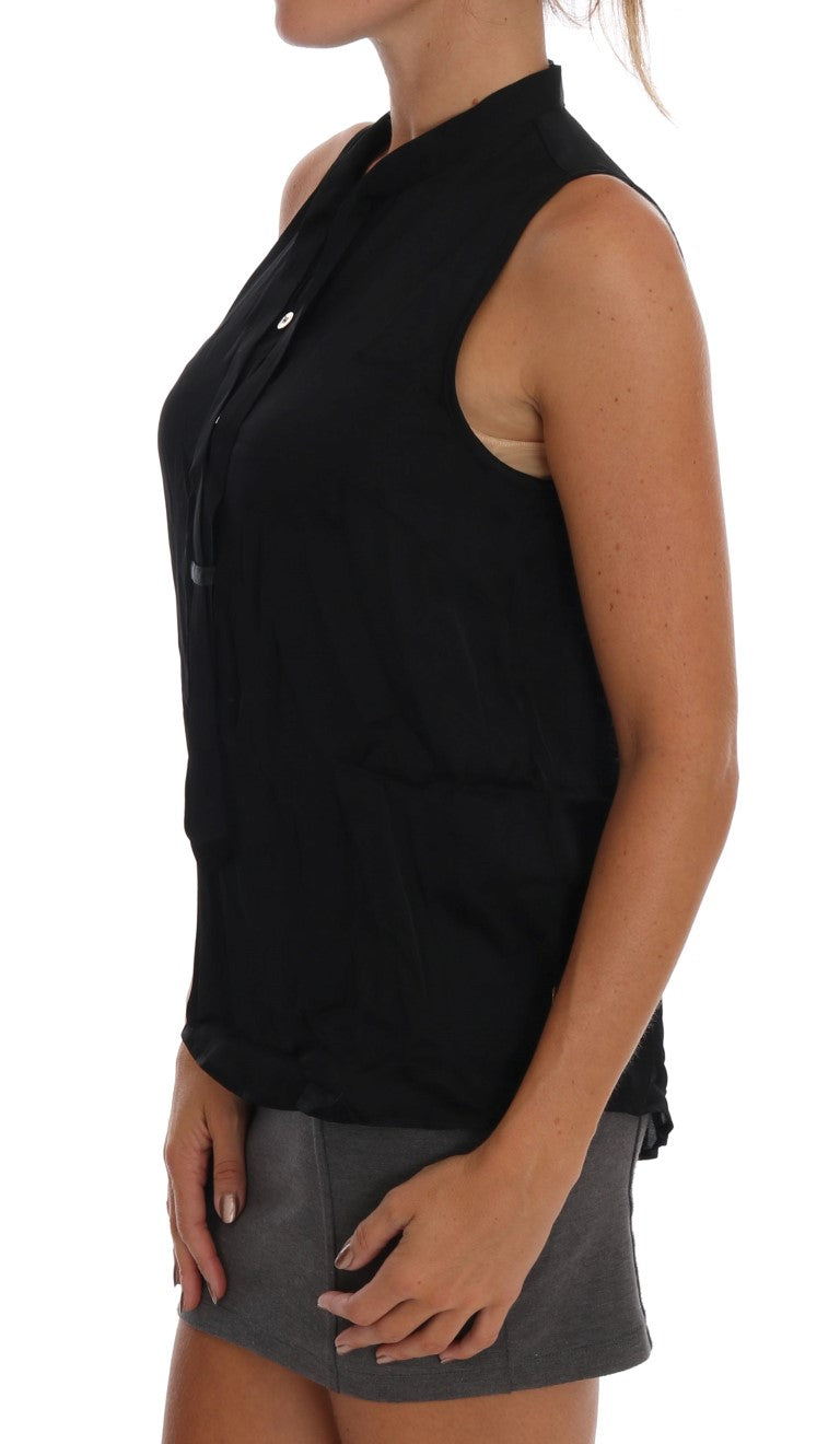 Versace Jeans Black sleeveless viscose blouse top