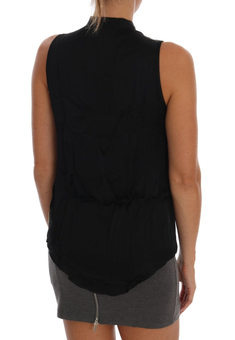 Versace Jeans Black sleeveless viscose blouse top