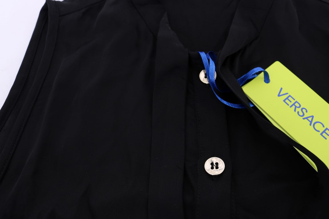 Versace Jeans Black sleeveless viscose blouse top