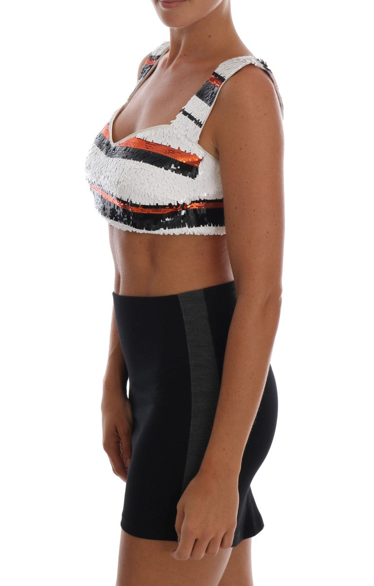 Dolce &amp; Gabbana Multicolor Sequin Stretch Bustier Top