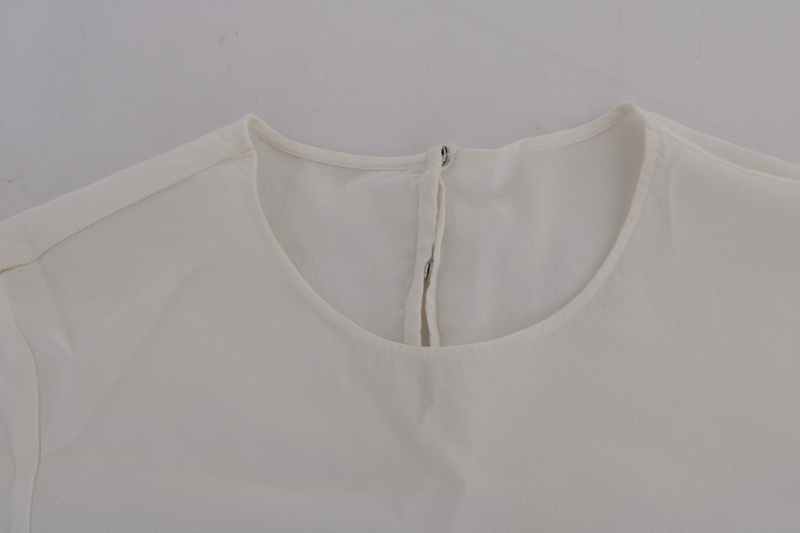 Dolce &amp; Gabbana White Silk T-Shirt ITALIA IS LOVE Blouse