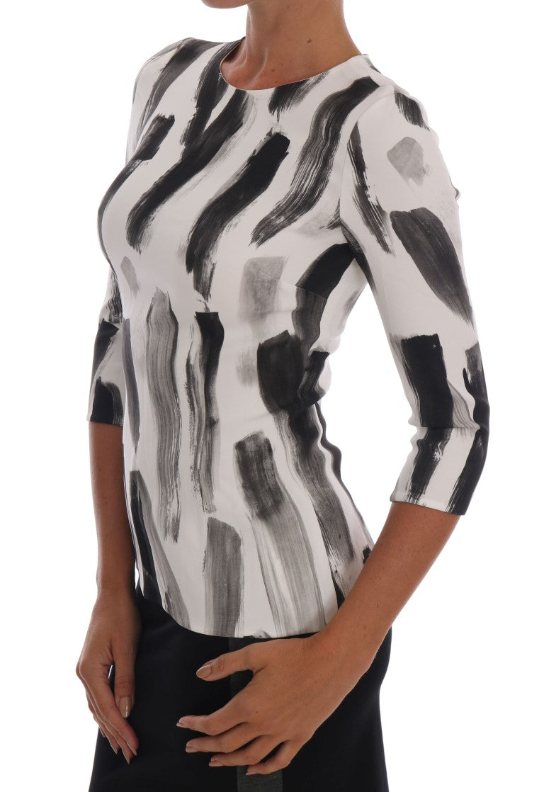 Dolce &amp; Gabbana white and black striped printed blouse top