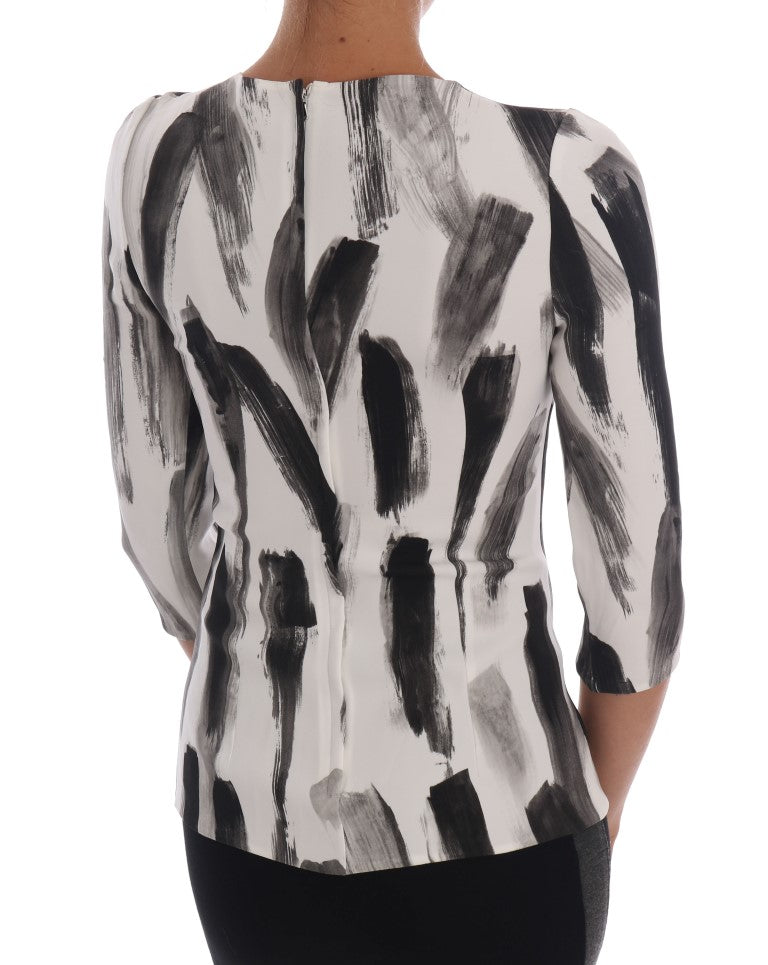 Dolce &amp; Gabbana white and black striped printed blouse top